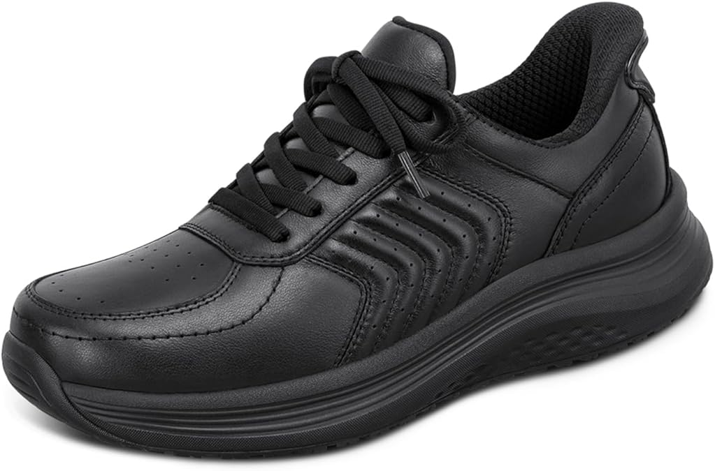 Orthofeet Roam Orthopedic Women's Slip-On Sneakers | Hands-Free Water-Repellent Leather Walking Shoe with Grippy Sole, Padded Ergonomic Cushioning, Arch Support, Wide Toe Box