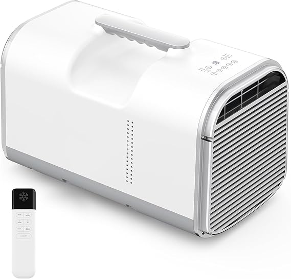 Portable Camping Air Conditioner, 4400/5100BTU Mini Mobile AC Unit with Digital Display, Quiet Cooling Heating Function, Compact Portable Cooler for Motorhome Dorm Office Pet(86-108ft²) [Energy Class A]
