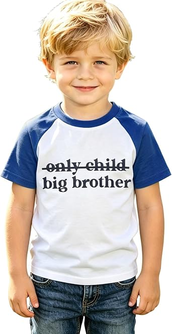 Big Brother Shirt Toddler Boy Only Child Promoted to Big Brother Announcement T-Shirt Kids Raglan Short Sleeve Tees