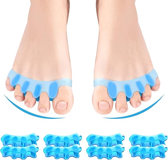 8 PCS Professional Toe Separators. Juzure Silicone Toe Spacers to Correct Bunions and Restore Toes to Their Original Shape for Women Men. Toe Correctors/Toe Straightener/Toe Stretcher/Toe Spacers