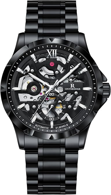 Automatic Watches for Men Hollow Out Self- Winding Mens Mechanical Watch Luxury Independent Seconds Dial Stainless Steel Luminous Skeleton Wristwatch