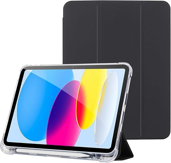 Klasse Apple iPad Air 5 / Air 4 10.9 inç Uyumlu Smart Kılıf, Apple Pencil Kalemlikli, Trifold, Esnek, Mat, Darbeye Tam Dayanıklı Tablet Kılıfı (Siyah)