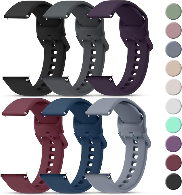 Tobfit 20mm 22mm Watch Bands Quick Release Watch Straps with Color Matched Metal Buckle, Soft Silicone Breathable Replacement Sport Watch Wristbands for Women Men