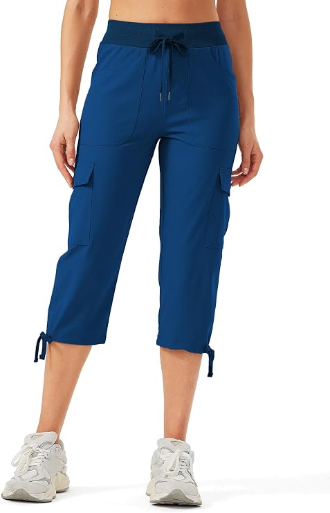 Winvote Women's Cargo Capris Hiking Pants Lightweight Quick Dry Outdoor Athletic Travel Casual Loose Comfy Cute Pockets