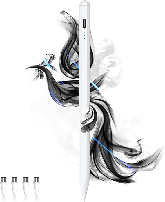Stylus Pens for Touch Screens Power-Display Tablet Pen POM Tip Magnetic Digital Touch Pen Compatible with iPhone/iPad/iPad Pro/Lenovo/Switch 1/2/Other Smartphone and Tablet Devices (White)
