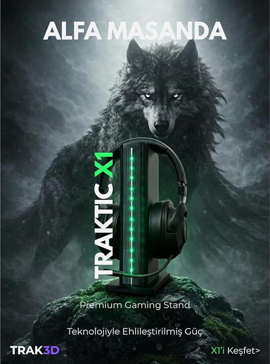 TRAKTIC X1 – RGB Işıklı Gaming Kulaklık Standı | Remote Controller, USB Güç Bağlantılı, Masaüstü Kulaklık Standı, Dayanıklı Oyun Kulaklığı Tutucu, PC Oyuncu Kulaklık Aksesuarı için Premium Tasarım