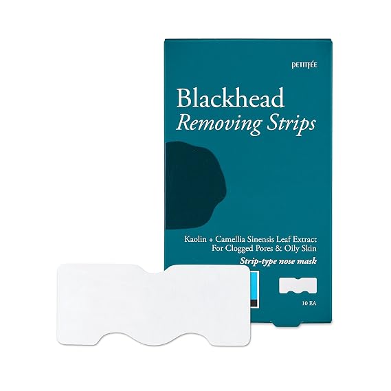 Petitfee Blackhead Removing Strips 10ea - Blackhead remover, Nose Strips for Clogged Pores, Deep Pore Cleansing, Nose Pore Strips with Green Tea, Centella Asiatica, Instant Blackhead Cleansing
