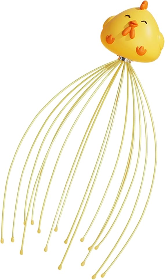 Head Scratcher Hair Massager for Scalp | 16 Fingers Nodes Relaxing Home Spa Equipment for Stress Reduction Travel Bathroom Post-Shampoo Pet Grooming