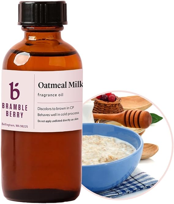 Bramble Berry Oatmeal Milk and Honey Fragrance Oil 2 oz | Warm Sweet Scent for Soap Making, Candle Making, Lotion & Bath Bombs | Skin Safe, Vegan, Paraben & Phthalate Free, DIY Craft Essential | Warm oatmeal milk honey fragrance oil for soap making, candle making, lotion, bath bombs, wax melts, and DIY body care