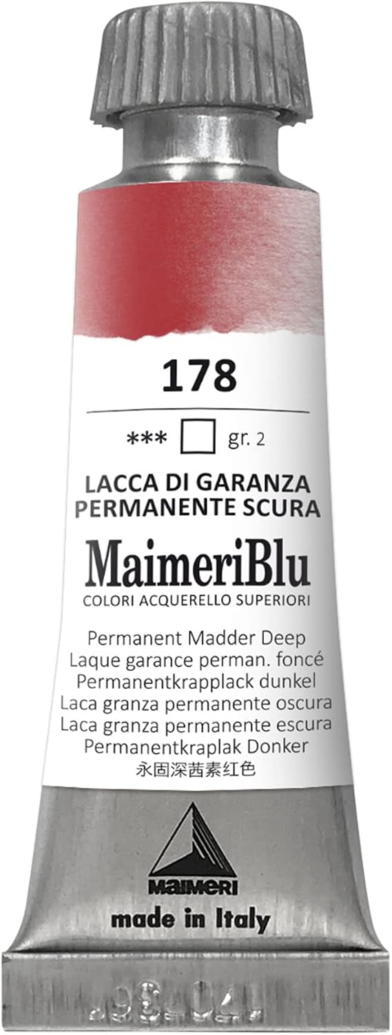 MaimeriBlu Watercolor Tube, 12ml, Permanent Madder Deep, (178)