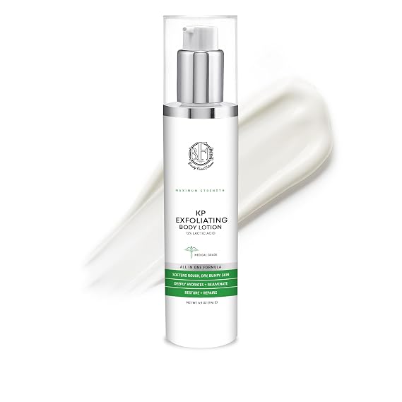 Keratosis Pilaris Exfoliating Body Lotion 12% Lactic Acid. Provides Immediate Moisture & Gentle Exfoliation to Treat symptoms Associated with Keratosis Pilaris (KP) & Dry, Bumpy Skin Conditions.