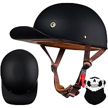 Vintage Baseball Cap Half Shell Motorcycle Helmet, Extended Retro Brim Helmet With ECE Certification, Men Women Open Face Motorbike Helmet for Cruiser Chopper Scooter M-XXL