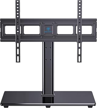 PERLESMITH Universal TV Stand for 32-82 inch LCD LED OLED 4K Flat Screen TVs-Height Adjustable TV Mount Stand with Tempered Glass Base, VESA 600x400mm, Holds up to 99lbs PSTVS11