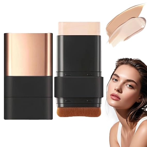Stick Foundation, Korean Stick Foundation, Korean Foundation Stick with Brush, 6 in 1- Luxury Anti-Wrinkle Foudation Stick, Flawless Eraser Foundation Stick (#01 Ivory)