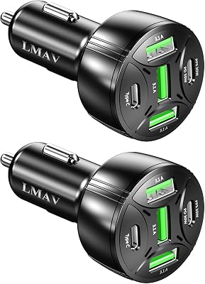 USB C Car Charger Adapter, [2PACK] 5 Ports 75W PD 3.0 Car Phone Charger Fast Charging Compatible with iPhone 16151413 Pro Max Series, iPad Pro, Galaxy S24S23S22Note 20, Android, Pixel.