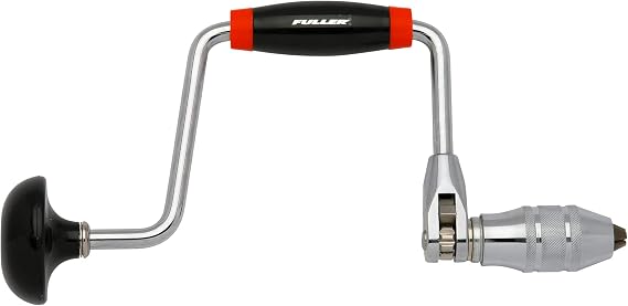 Fuller Tool 890-1072 12-Point Reversible Ratchet Bit Brace Hand Drill with 4-Jaw Chuck, home improvement wood bit set, woodworking tools, handheld manual drill