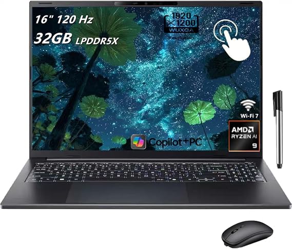 Acer Swift Go 16 AI Copilot+PC Laptop, 16" WUXGA 120Hz Touchscreen, AMD Ryzen AI 9 465 (10-core, Up to 50 Tops), 32GB RAM, 2TB SSD, Windows 11, Wi-Fi 7,Backlit KB, Black, TWE Accessories
