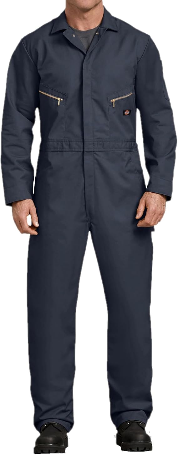 Dickies Mens Deluxe Long Sleeve Coveralls 7.5 oz Twill Mechanic Jumpsuit with Zipper Front Industrial Uniform Fit