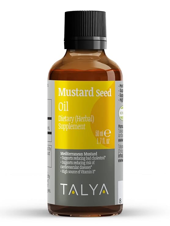 TALYA Herbal Pure Mustard Oil (Brassica nigra oleum) 100% Natural Pure Cold Pressed Oil 50ml (1.7 oz) glass bottle