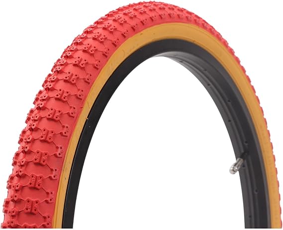 COMP III Oldschool BMX Tyre 20" x 1.75 - Red Knobby Tread - Skinwall Gumwall - Retro BMX Tyre - 550g - Vintage BMX Tyre