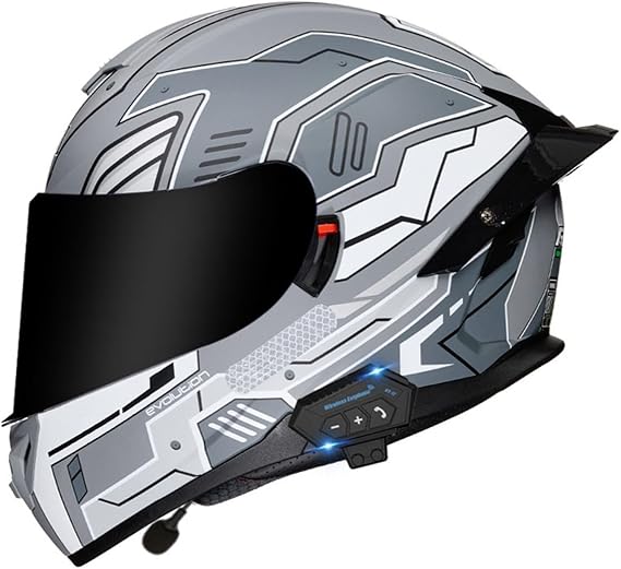 Full-Face Integrated Motorcycle Helmet With Bluetooth Modular Helmets DOTECE Approved Adult Crash Helmet With Double Visor Lightweight Motocross Helmets For Men Women