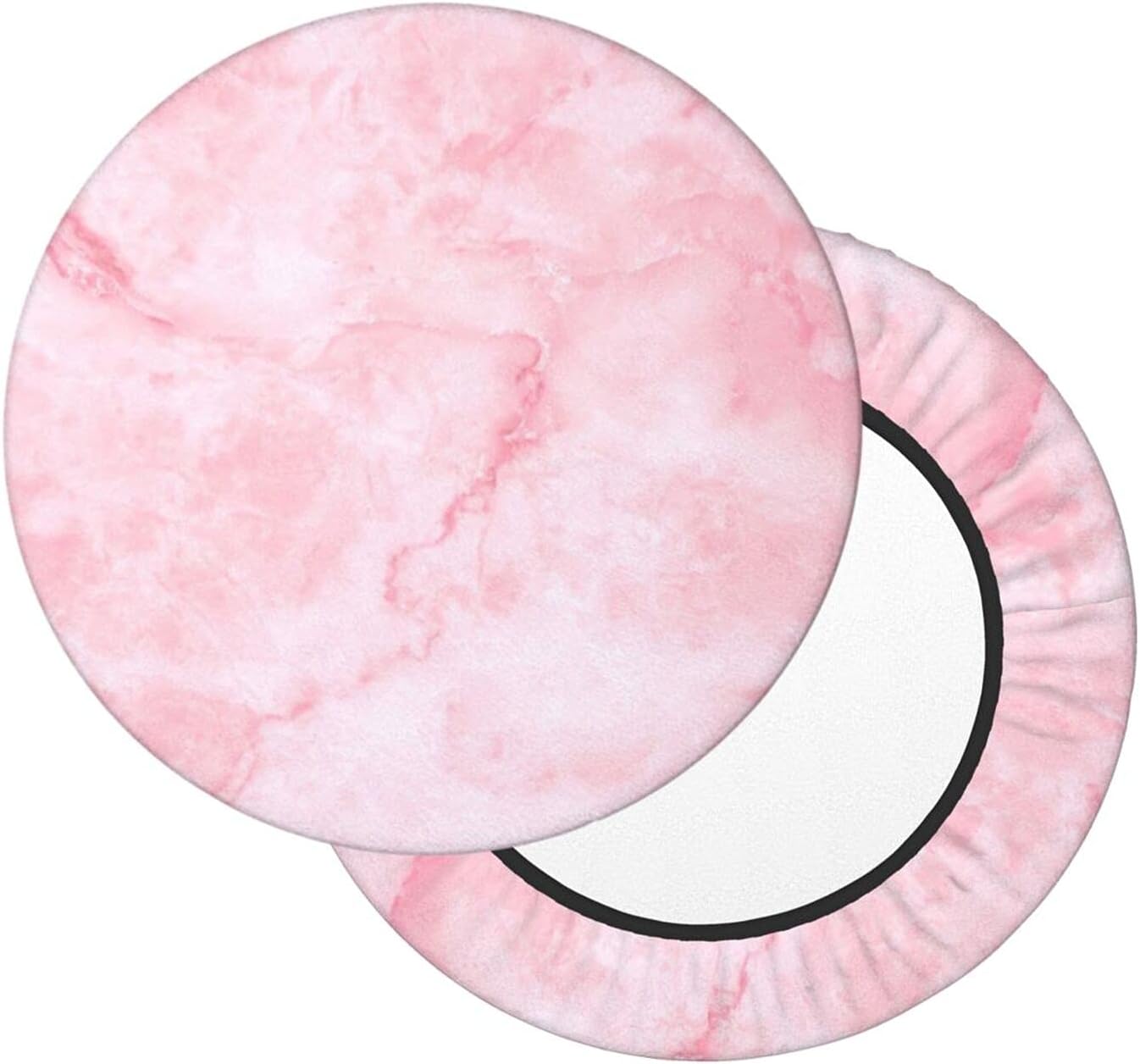 Pink Marble Texture Round Chair Cover Bar Stool Cushion Soft Rolling Swivel Seat Slipcover Velvet Covers with Elastic for Living Dining Room Office Salon Kitchen 14 Inch