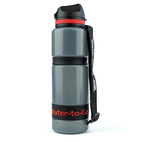 Water-to-Go Eco Active BPA-Free Water Filter Bottle & Purifier, 750ml, Red | Removes 99.99% of viruses, bacteria, parasites, chemicals & microplastics. BPA-free, leakproof - travel, hiking & cycling.