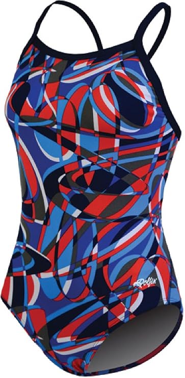 Dolfin Domino Chloroban Print V Back Female Domino Red/White/Blue 28
