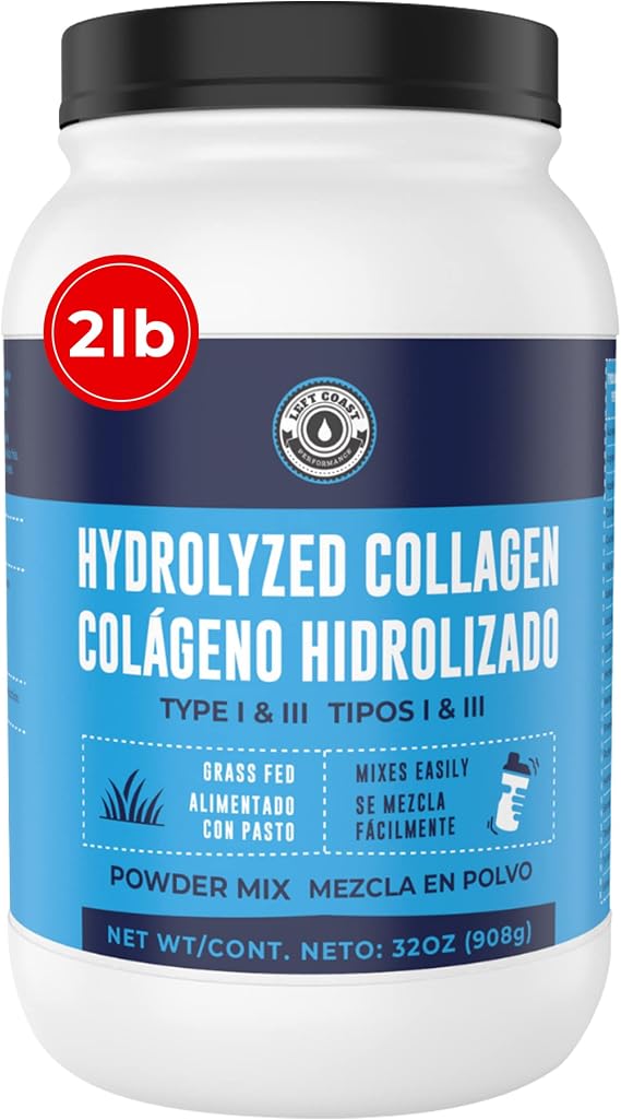 2lb Colageno Hidrolizado En Polvo Para Mujeres y Hombres - Peptidos de Colageno tipo I & III -Alimentado Con Pasto - Sin Sabor Apoya articulaciones, piel, Cabello, unas - Mejor Valor Por Tu Dinero