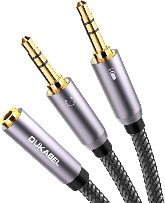 Gold-Plated & Strong Braided Y Splitter Audio Cable - Separate Microphone & Headphone Port Gaming Headset Earphone Adapter - TopSeries (12inch / 30cm) | 24K Gold-Plated, Double Shielding, Connect a TRRS Headset or Mic to Computers with 2 separate microphone and headphone jacks.
