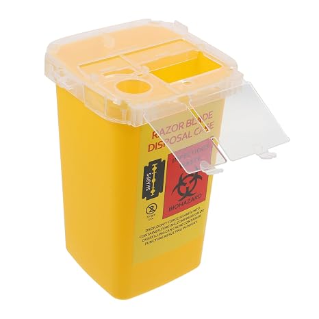 FOMIYES 1pc Dispenser Razor Disposable Case Plastic Storage Container for Safe Blade Disposal Barbershop Salon Lightweight with Lid Yellow Box Pattern