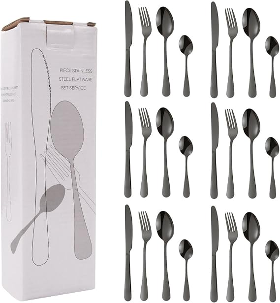 Stainless Steel Cutlery, Western Food, Knives, Forks and Spoons, Four Main Pieces, 24 Pieces Set, Gold-plated Gift Box, Cutlery Set