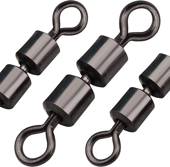 Fishing Accessories, Double Barrel Swivels, Twice Speed Rolling Swivel Black Nickel Stainless Steel Terminal Tackle Bass Fly Fishing Gear, Connect Fishing Line Hooks (30 Pcs Test 75-130 Pound)