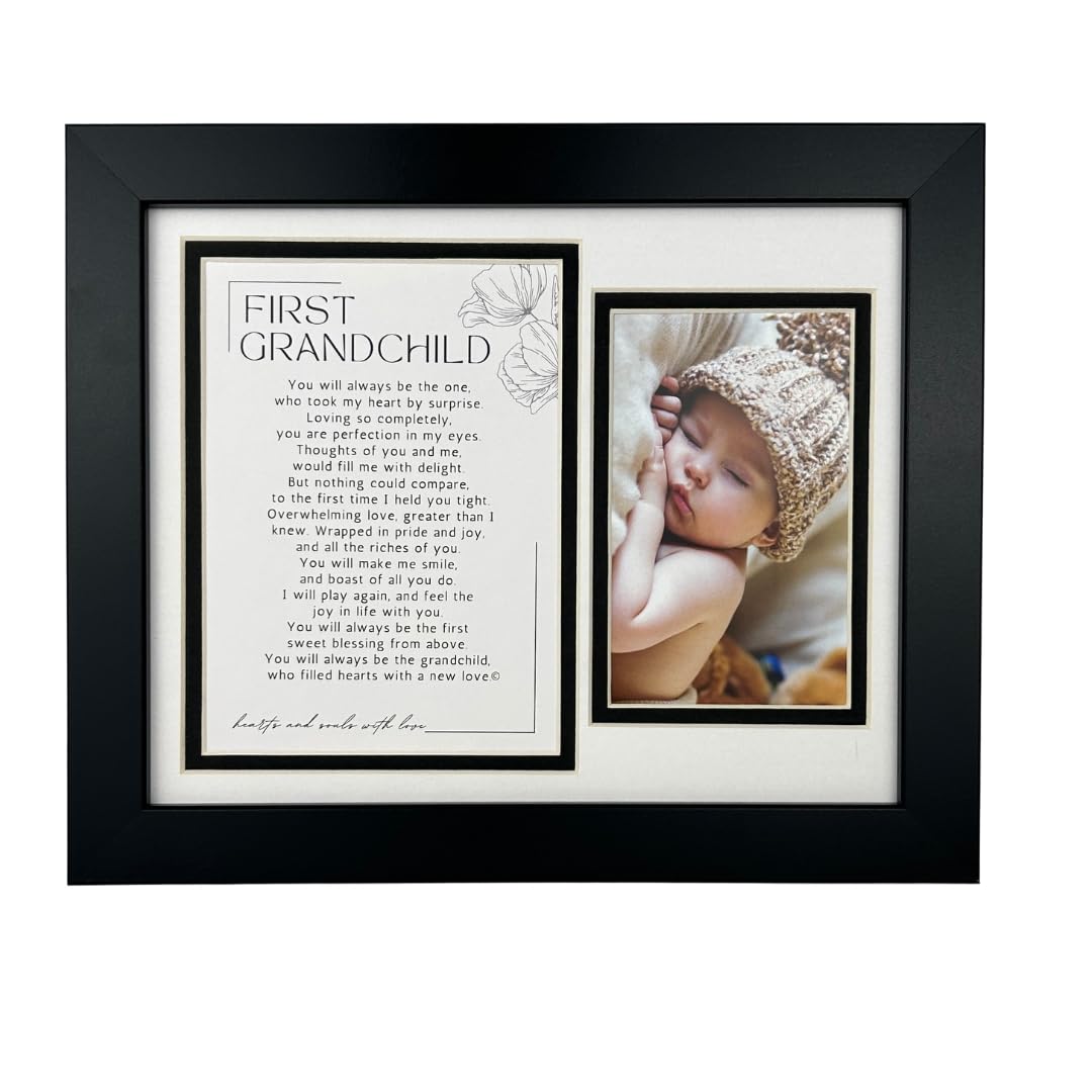 First Grandchild Photo Frame With Poem- Gift for First Time Grandparents - Pregancy Reveal Gift for Grandparents (White - Non Personalized)
