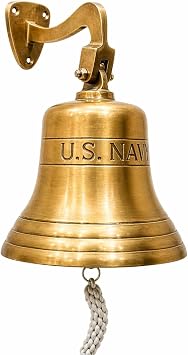 Nautical Antique Brass Ship Bell Decorative Wall Bell with U.S Navy Home Bell Maritime Boat Gifts