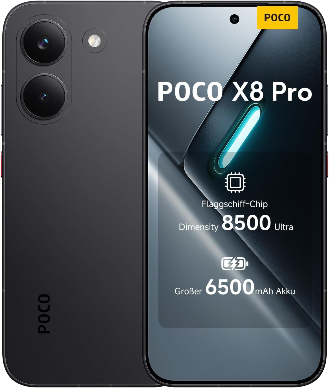 XIAOMI Poco X8 Pro Smartphone 8GB+512GB Dimensity 8500-Ultra Prozessor 6500mAh Akku Ultra-helles AMOLED Display 50MP Sony IMX882 Hauptkamera mit OIS Schwarz 3 Jahre Garantie