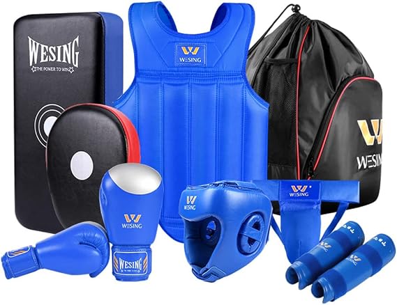 Wesing MMA Boxing Set 8pcs Sanda Chest Protector for Men Women Martial Arts Equipment