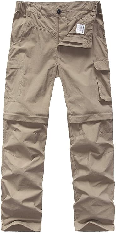Boys Pants for Hiking, Cargo, Safari, Kids Quick Dry Zip Off Scout Pants
