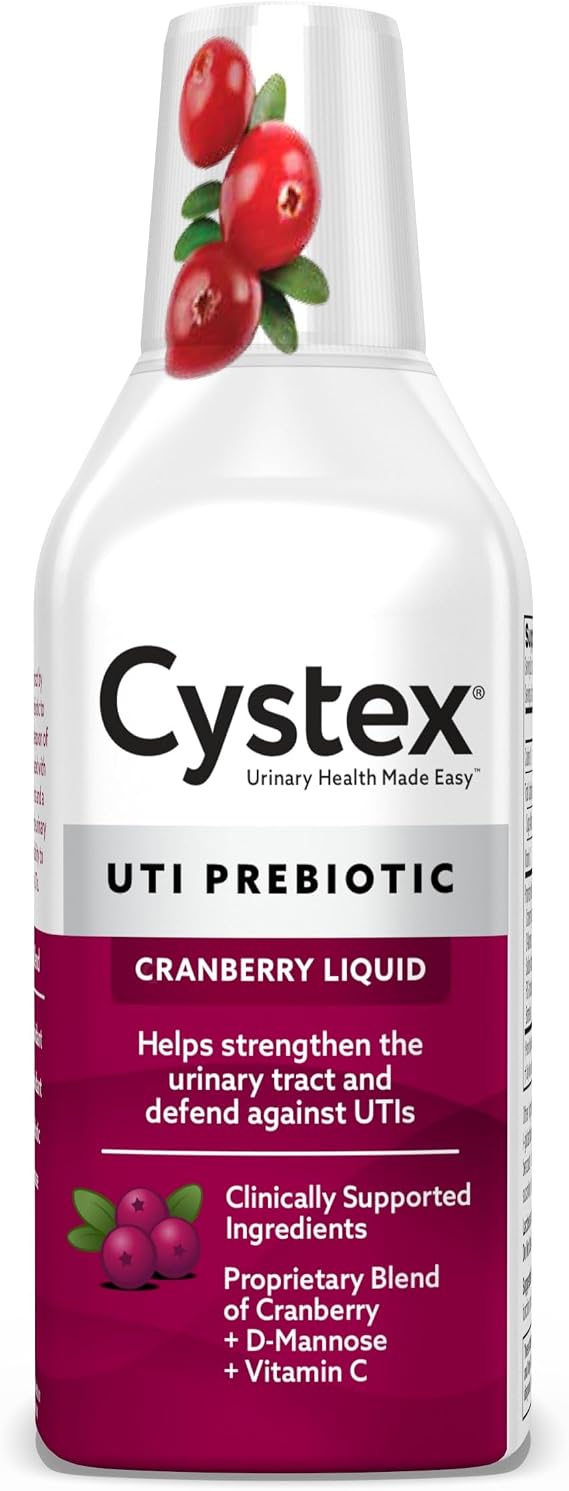 Cystex Cranberry Urinary Health Supplement Liquid - D-Mannose, Prebiotic, Vitamin C for Urinary Tract & Bladder Support - Daily Urinary Wellness for Women & Men, Sugar-Free - 7.6 fl oz