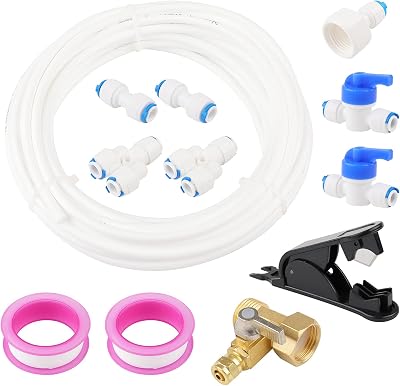 12Pcs Tube Ball Valves Kit, 14 inch Quick Connect Water Purifiers Tube Fittings Tube Feed Water Adapter Ball Valve Set for RO Reverse Osmosis System Ice Maker Fridge