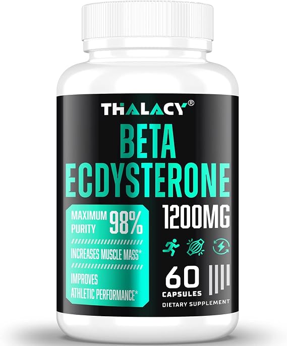 1200MG Beta Ecdysterone Supplement, 98% Maximum Purity Ecdysterone, 60 Cap | Ecdysterone Supplements for Lean Muscle Mass, Athletic Performance & Strength