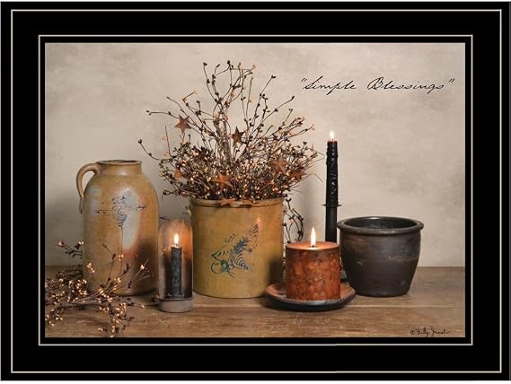 Trendy Decor 4U BJ1018K-704G Simple Blessings Wall Art By Billy Jacobs - Farmhouse Still Life 11" H x 15" W