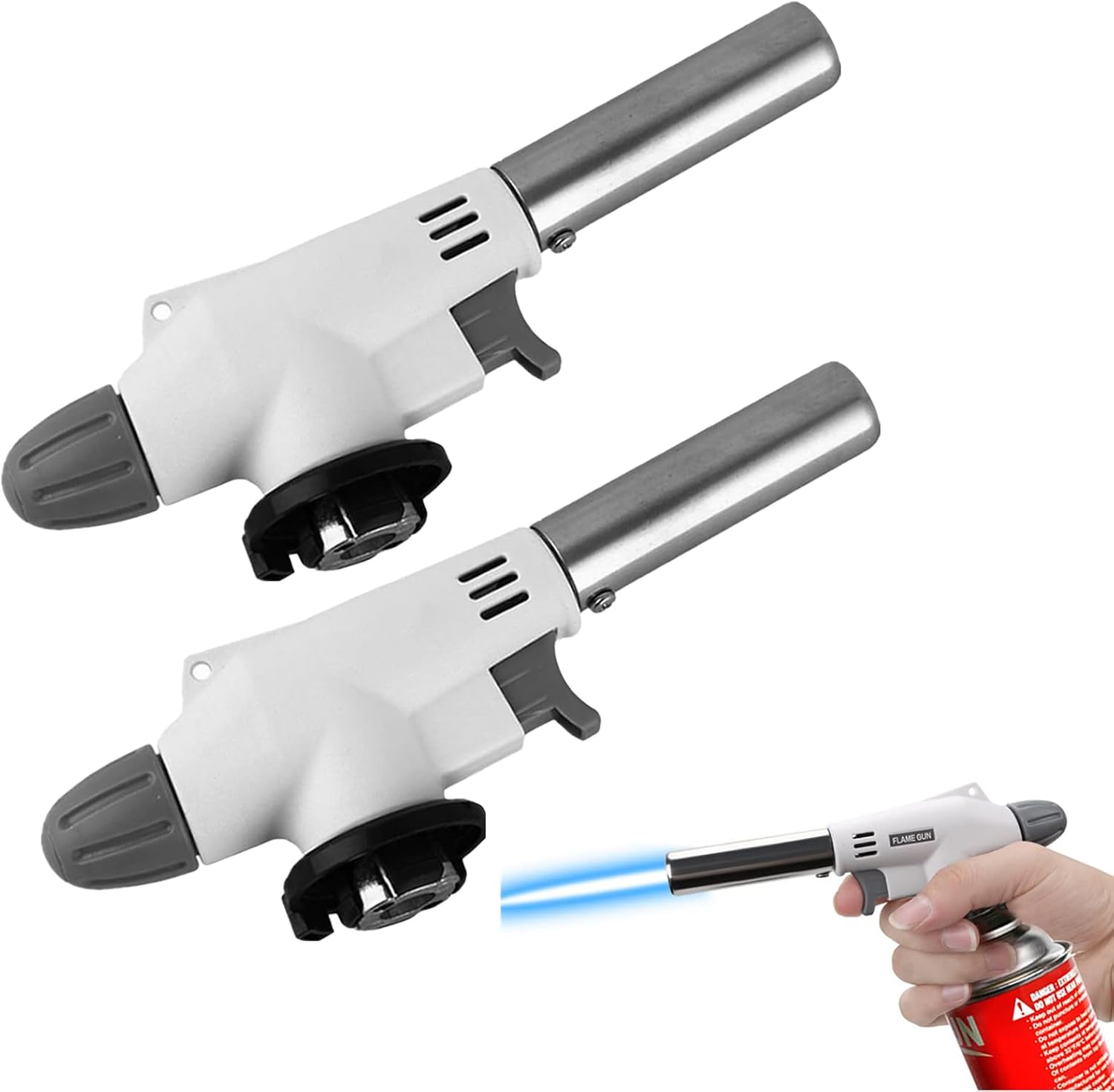 2 Pieces Kitchen Blow Torch Cooking Blow Torch Gas Torch Flame Adjustable Gas Butane Culinary, Kitchen Butane Torchfor Home and Outdoor, Baking, Cooking, Camping and BBQ