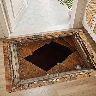 3D Hole Rug, 2026 New Optical Illusion Rugs, Rug That Looks Like A Hole, Carpet Bottomless Holes Optical Illusion Area Rugs, Non-Slip Visual Doormat