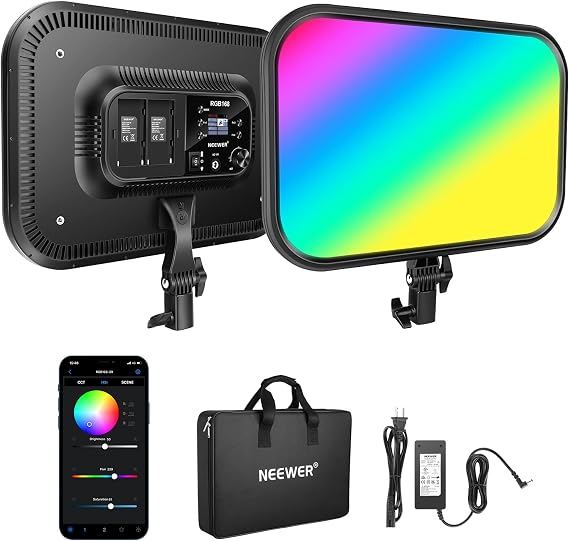NEEWER 18.3" RGB LED Video Light Panel with APP Control, 360Full Color, 1 Pack 60W Dimmable 2500K~8500K RGB LED Panel CRI/TLCI 97+ with 17 Special Scenes Effect for Game YouTube Zoom Photography