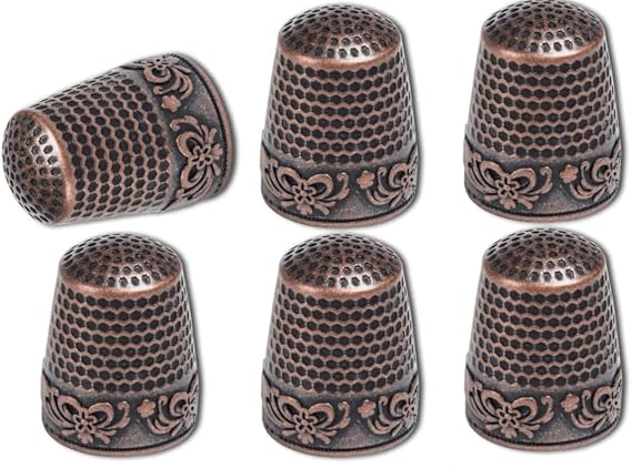 6Pcs Sewing Thimbles,Brass Metal Fingertip Protector, Quilting Craft Accessories Knitting Needlework for DIY Hand Sewing Tools Sewing Notions and Supplies,Sewing Thimbles,Metal Thimble