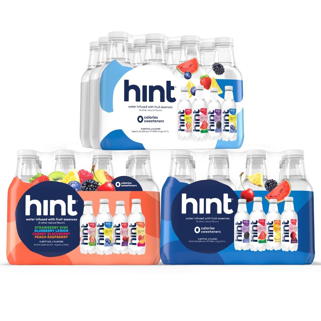 Hint Bottled Water, Smashup Variety Pack Bundle - Purified Flavored Water with Zero Calories, Sugar Free, Natural Flavors - 16 Fl Oz Pack of 36