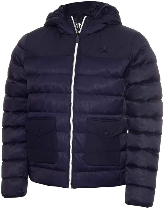 Calvin Klein Mens Padded Pocket Hooded Water Resistant Insulated Jacket