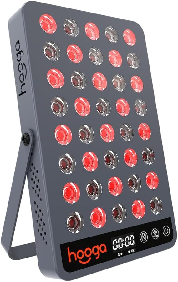 Hooga Red Light Therapy Panel Device 660nm Red & 850nm Near Infrared Light Therapy, LED Light Therapy Lamp for Face & Body, 40 LEDs, Timer, Adjustable Stand HG200