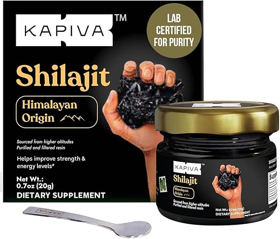 Kapiva 100% Pure Himalayan Shilajit Resin, High Potency for Men & Women | 40 Servings of 500mg | 80+ Trace Minerals, Up to 70% Fulvic Acid | Authentic | Natural Energy & Immune Support